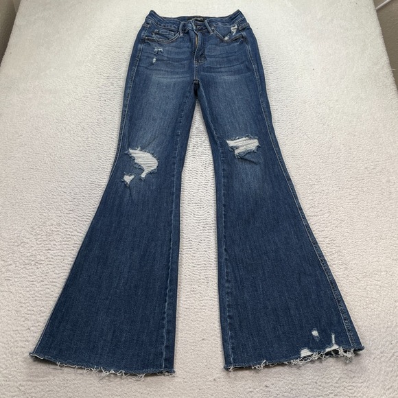 Judy Blue Denim - Judy Blue Flare Jeans Women's Size 7 (Fits 28X32) "Why Oh Wyoming" Tummy Control